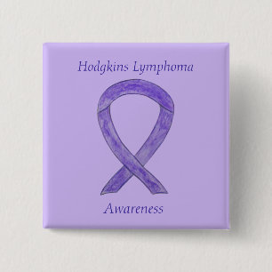 Hodgkins Lymphoma Violet Ribbon Custom Art Pins Vierkante Button 5,1 Cm