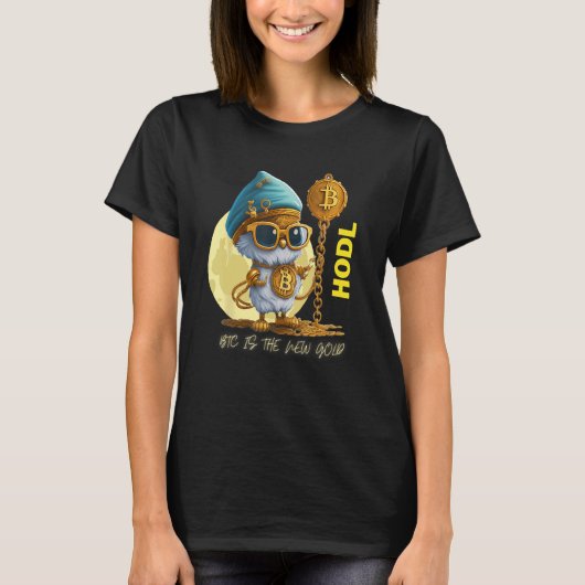HODL Bitcoin BTC Genie Moon T-shirt (Voorkant)