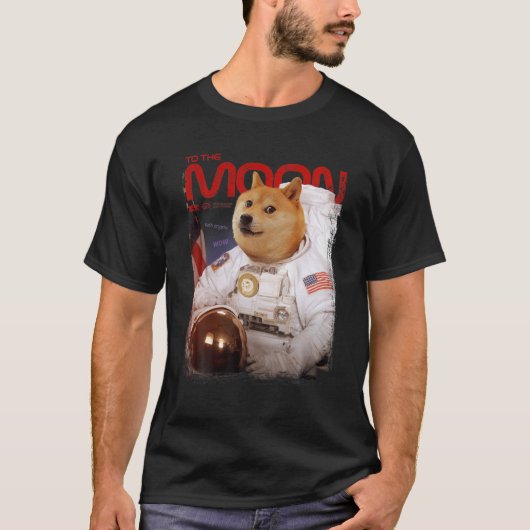 HODL DOGE to the Moon Astronaut DOGE Crypto Meme D T-shirt (Voorkant)