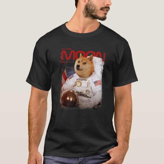 HODL DOGE to the Moon Astronaut DOGE Crypto Meme D T-shirt (Voorkant)