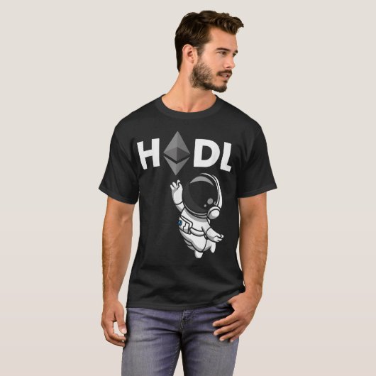 HODL Ethereum Astronaut Crypto Design T-shirt (Voorkant volledig)