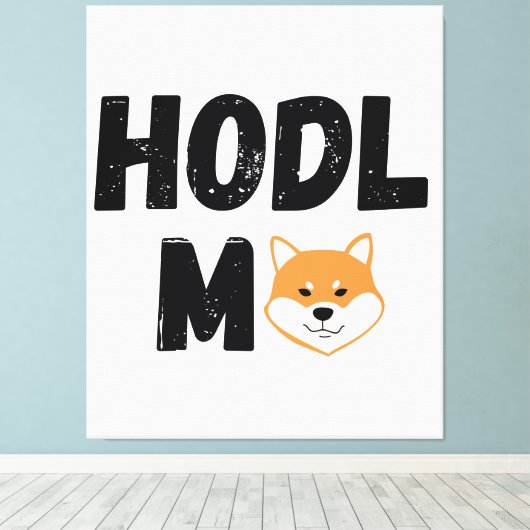 Hodl me Shiba Inu Crypto Canvas Wall Art (Insitu (Houten vloer))