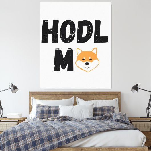 Hodl me Shiba Inu Crypto Canvas Wall Art (Insitu (Slaapkamer))