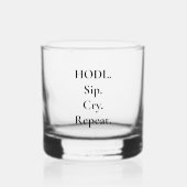 HODL Sip Cry Herhaal Crypto Whiskey Glas (Voorkant)