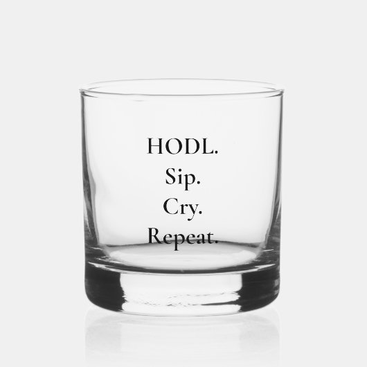 HODL Sip Cry Herhaal Crypto Whiskey Glas (Voorkant)