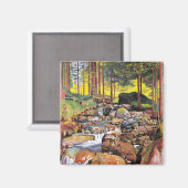 Hodler - Bos met een bergstroom, fine art Magneet (Voorkant / Achterkant)