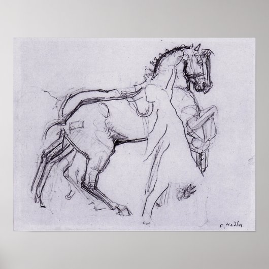 Hodler - Cavalryman Striding A Horse 1908 Poster (Voorkant)