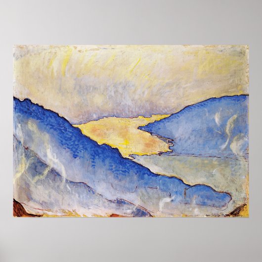 Hodler - Evening Mist op het Thun-meer in 1908 Poster (Voorkant)