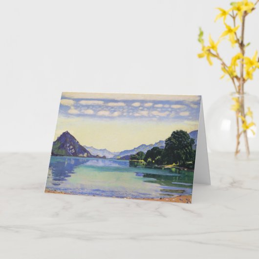 Hodler - Lake Thun uit Lessig, beroemd schilderij Kaart (Gele Bloem)