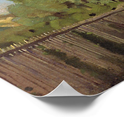 Hodler - Landschap aan de oever in Genève 1878 Poster (Hoek)