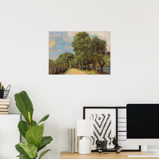 Hodler - Landschap aan de oever in Genève 1878 Poster (Thuiskantoor)