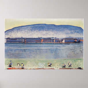 Hodler - meer van Genève met zes zwanen 1914 Poster