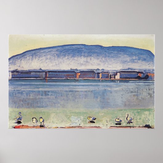 Hodler - meer van Genève met zes zwanen 1914 Poster (Voorkant)