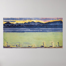 Hodler - Meer van Genève, Mont Blanc, Ochtendglore Poster