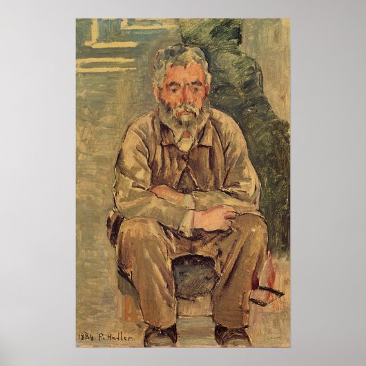 Hodler - Sitting Bartiger Man 1884 Poster (Voorkant)