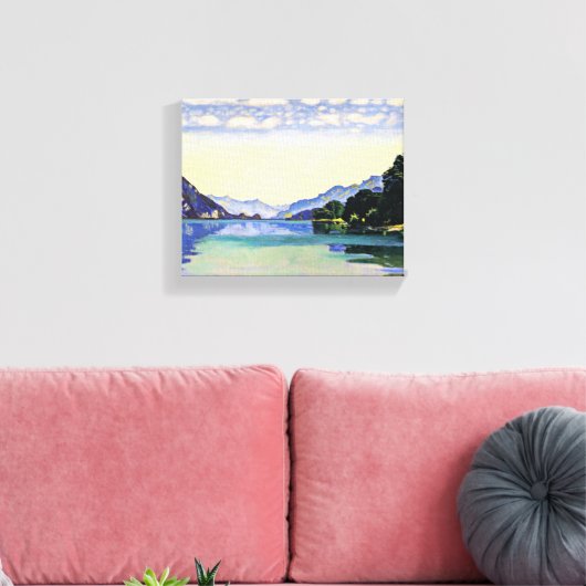 Hodler - Thun-meer van Lessig, mooie kunst Canvas Afdruk (Insitu (Woonkamer))