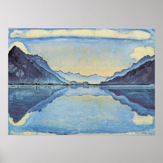 Hodler - Thun met symmetrische spiegeling van 1909 Poster (Voorkant)