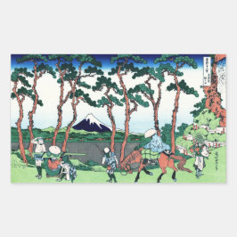 Hodogaya op de Tokaido Katsushika Hokusai Rechthoekige Sticker