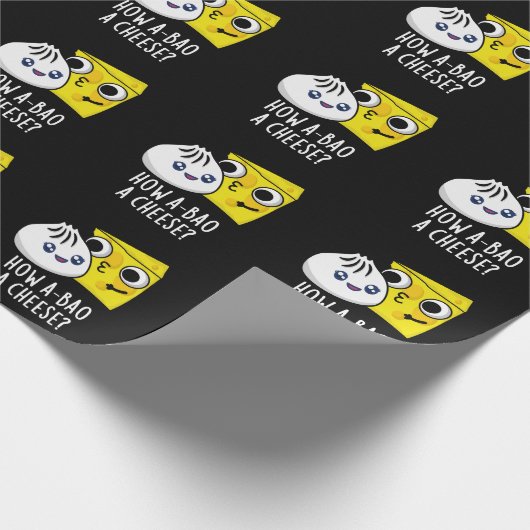 Hoe A-bao Een kaas Grappig eten Pun Donker BG Cadeaupapier (Hoek)