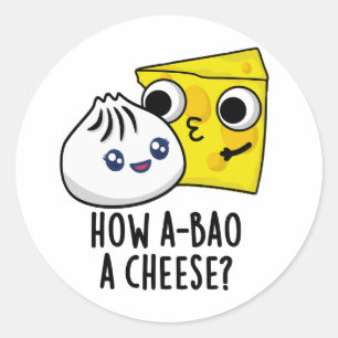 Hoe A-bao een kaas grappig eten woordje Ronde Sticker