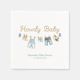 Hoe baby kleine cowboy baby shower uitnodiging servet