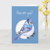 Hoe ben je gedicht, Blue Jay Waterverf Bird? Kaart (Gele Bloem)
