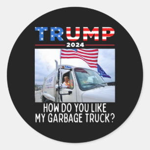 Hoe Bevalt Mijn Vuilniswagen Stemmen Op Trump 2024 Ronde Sticker