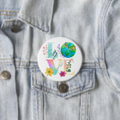 HOE BEWAART U DE Earth Day Waterverf White Button (In situ)