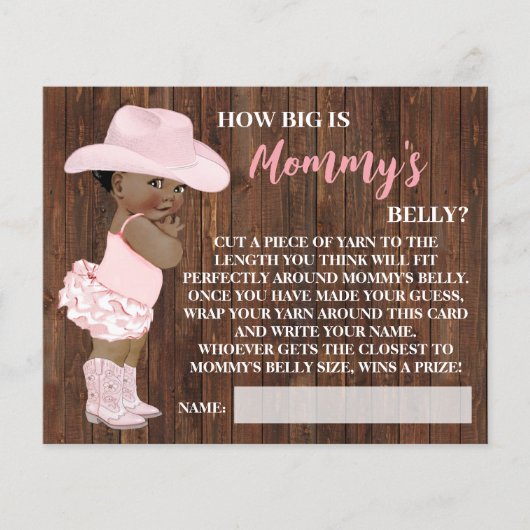 Hoe Big Mommy's Belly AA Cowgirl Shower Game Kaart (Voorkant)