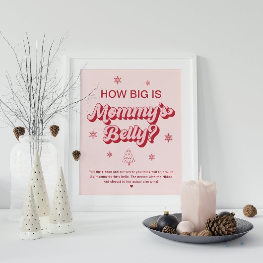 Hoe Big Mommy's Belly Christmas Baby shower Game Poster