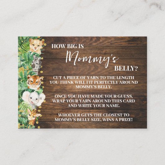 Hoe Big Mom's Belly Safari Baby shower Game Kaart (Voorkant)