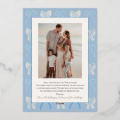 Hoe Blauwe Bogen Foto Kerst Folie Feestdagenkaart (Achterkant)