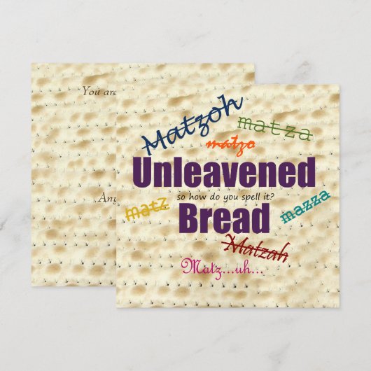 Hoe breng je Matzoh Seder Invitation door Kaart (Voorkant / Achterkant)