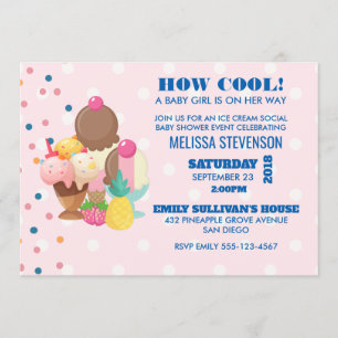 Hoe cool baby shower Ice Cream Social Kaart
