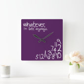 Hoe dan ook, ik ben hoe dan ook te laat - paars vierkante klok (Huis)