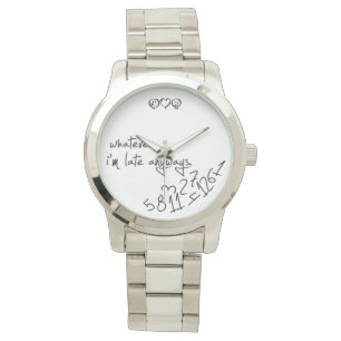 Hoe dan ook, ik ben te laat, modern zwart-wit horloge