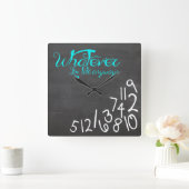 Hoe dan ook, ik ben te laat... ...om blauw en wit  vierkante klok (Huis)