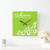 Hoe dan ook, ik ben toch al laat - kalkgroen vierkante klok (Huis)