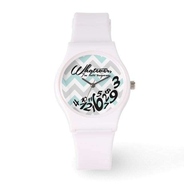 Hoe dan ook, ik ben toch al te laat - blauw en gri horloge (Voorkant)