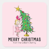 Hoe de Grinch kerstmis houdt | Cindy-Lou Who Vierkante Sticker (Voorkant)