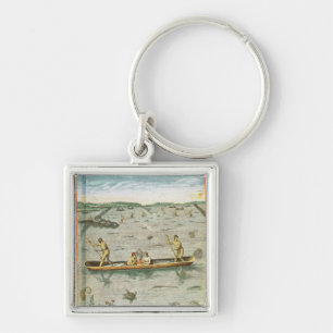 Hoe de Indiërs hun vis vangen Sleutelhanger