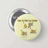 Hoe de kippen op te halen Funny Directions Ronde Button 5,7 Cm (Voorkant /achterkant)