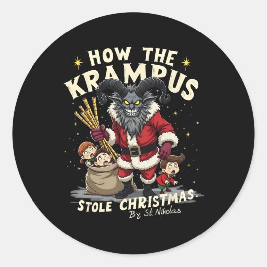 Hoe de Krampus de kerstkrampus stal komt eraan Ronde Sticker (Voorkant)
