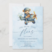 Hoe de tijd vliegt Vliegtuig Teddy Bear verjaardag Kaart (Voorkant)