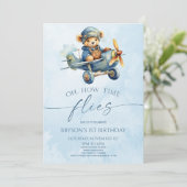 Hoe de tijd vliegt Vliegtuig Teddy Bear verjaardag Kaart (Staand voorkant)