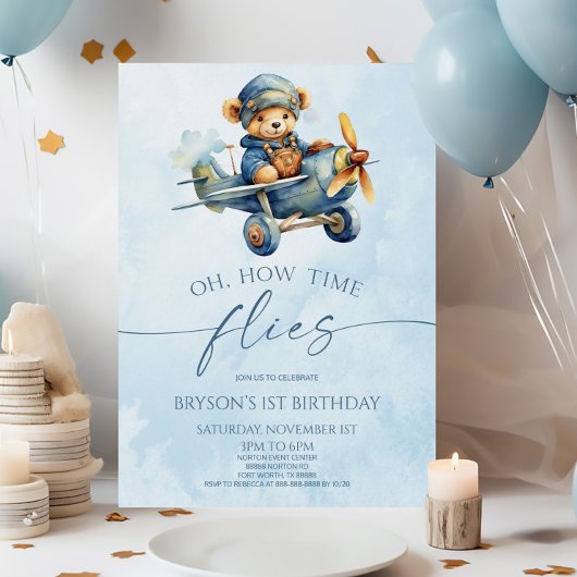 Hoe de tijd vliegt Vliegtuig Teddy Bear verjaardag Kaart