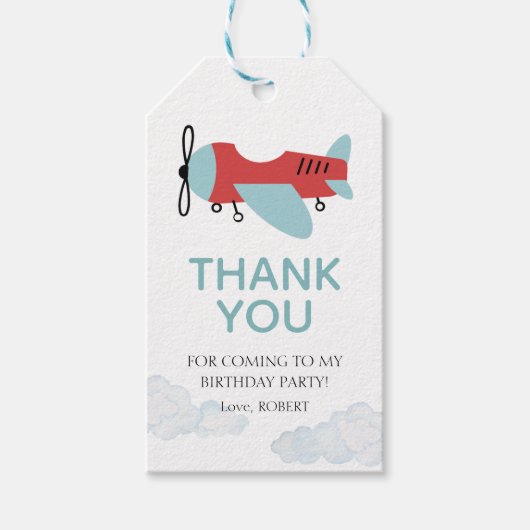 Hoe de tijd vliegt Vliegtuig Verjaardag, Modern Vl Cadeaulabel (Voorkant)