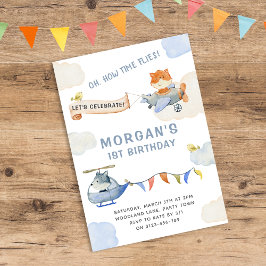 Hoe de tijd vliegt Waterverf vliegtuig eerste verj Kaart