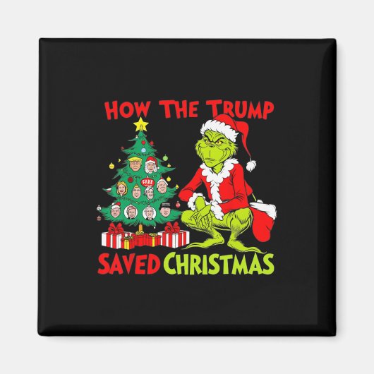 Hoe de Trump kerst heeft gered Grappig Trump Kerst Magneet (Voorkant)