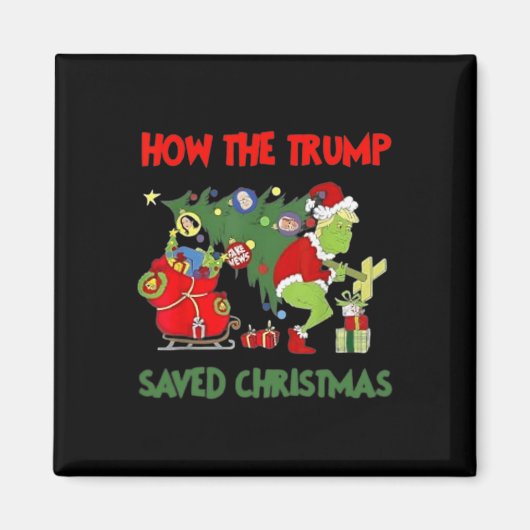 Hoe de Trump kerst heeft gered Grappig Trump Kerst Magneet (Voorkant)